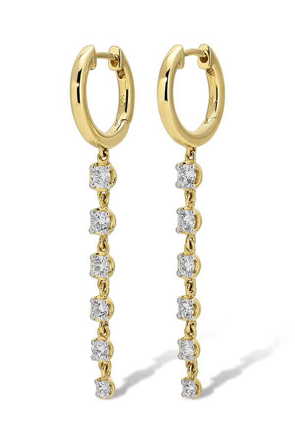 Multi Round Drop Diamond Hoop Earrings (1.03 CTW)