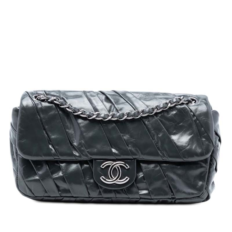Medium Glazed Calfskin Twisted Flap