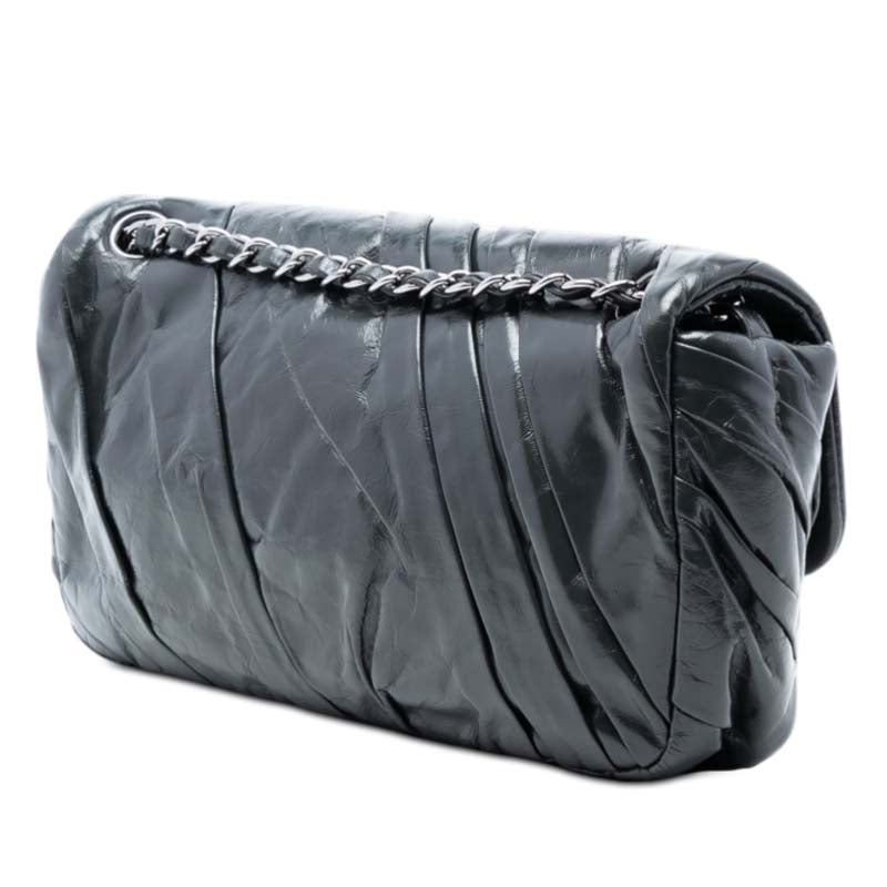Medium Glazed Calfskin Twisted Flap