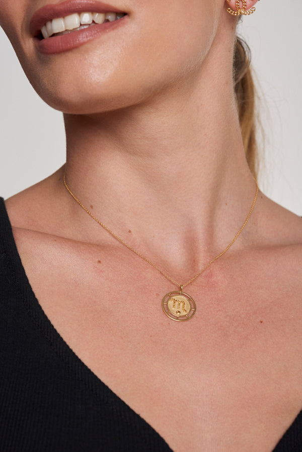 Scorpio Zodiac Pendant Necklace (14k Yellow Gold and Citrine)