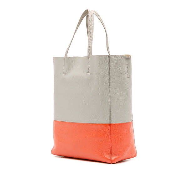 Small Bicolor Leather Vertical Cabas