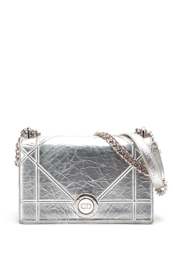 Diorama Clasp Flap Bag Crinkled Lambskin Small