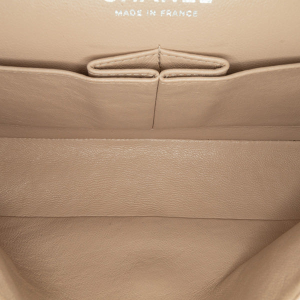 Medium Classic Lambskin Camellia Stitched Double Flap