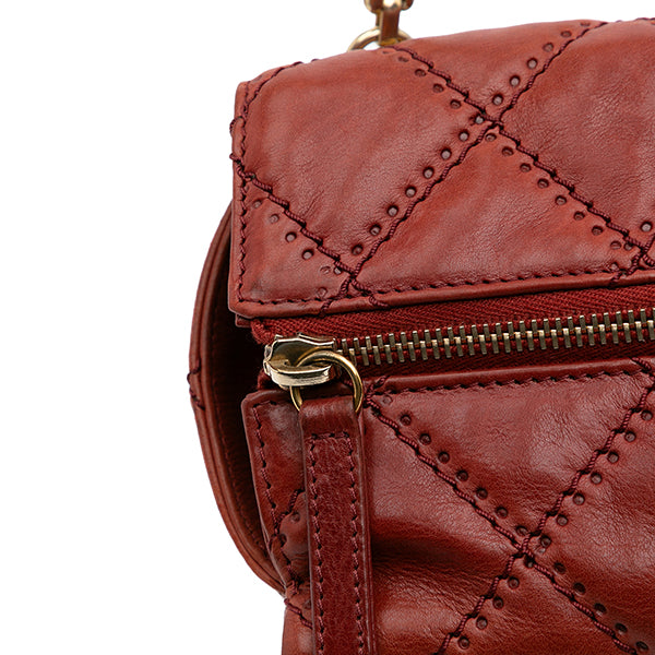 CC Quilted Calfskin Ultimate Stitch Retro Chain Flap