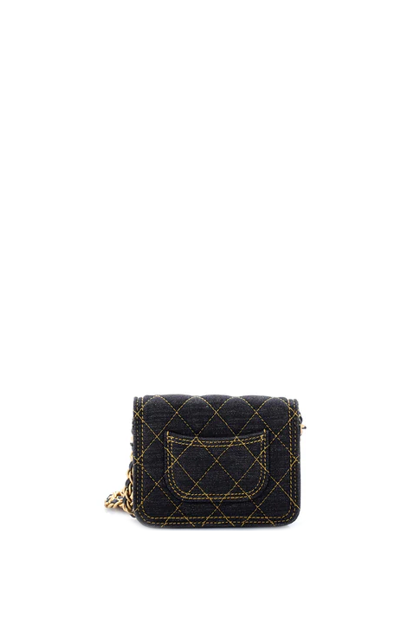 Double You CC Flap Quilted Denim Clutch