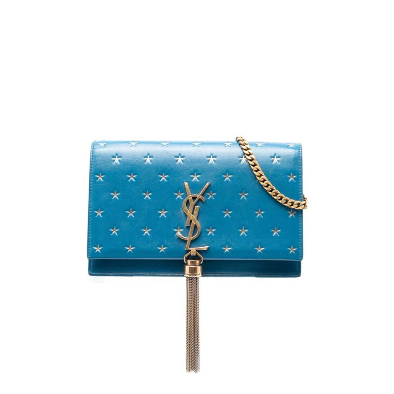 Calfskin Star Print Classic Monogram Kate Tassel Wallet on Chain