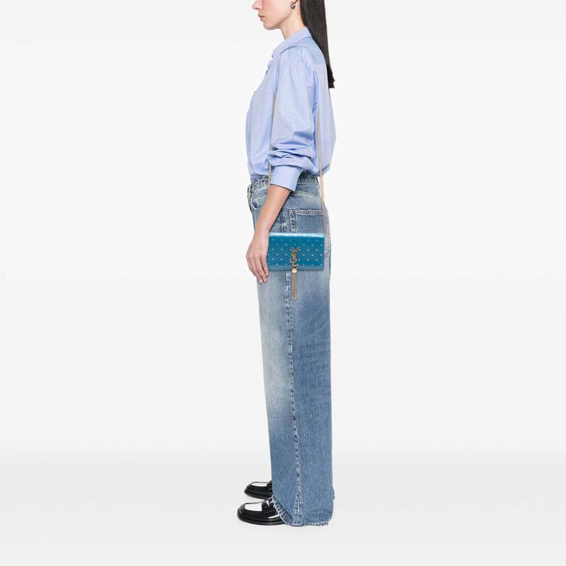Calfskin Star Print Classic Monogram Kate Tassel Wallet on Chain