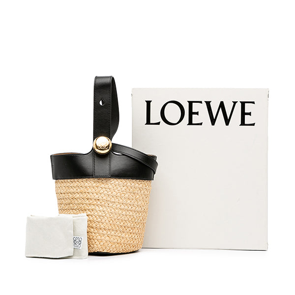 Mini Raffia Pebble Bucket Bag