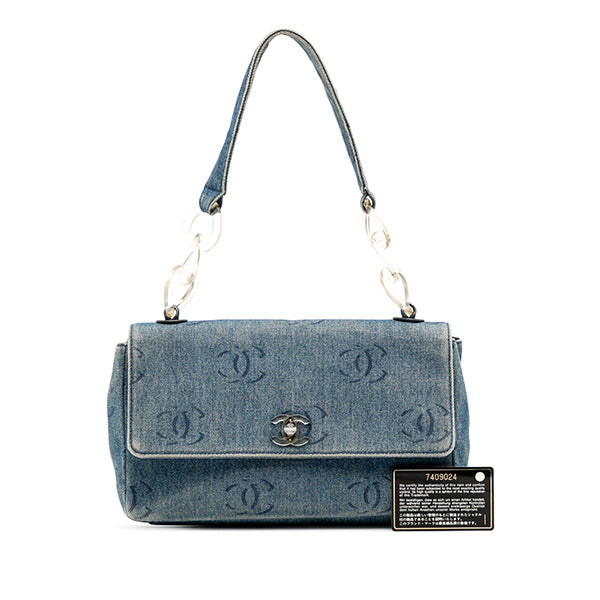 CC Printed Denim Single Flap