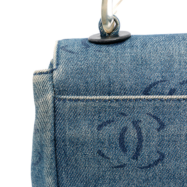 CC Printed Denim Single Flap