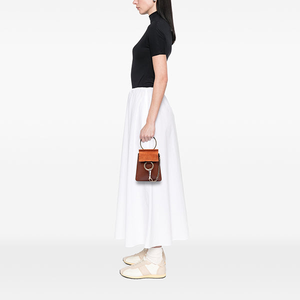 Mini Calfskin and Suede Faye Bracelet Bag