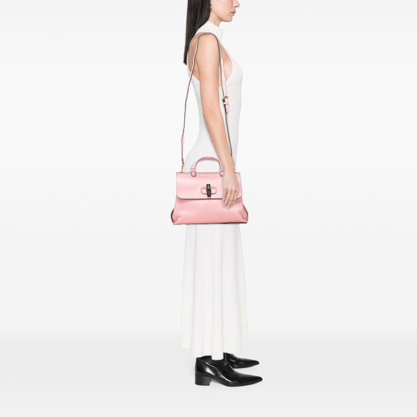Medium Calfskin Bamboo Daily Satchel