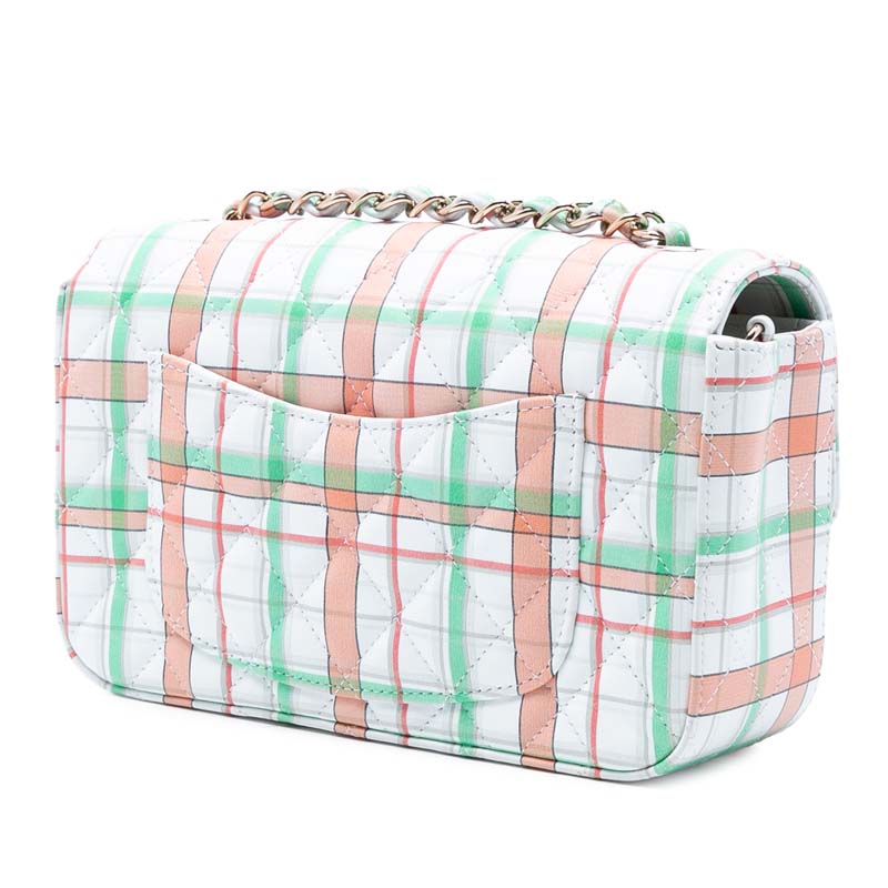 Mini Rectangular Classic Plaid Printed Calfskin Single Flap