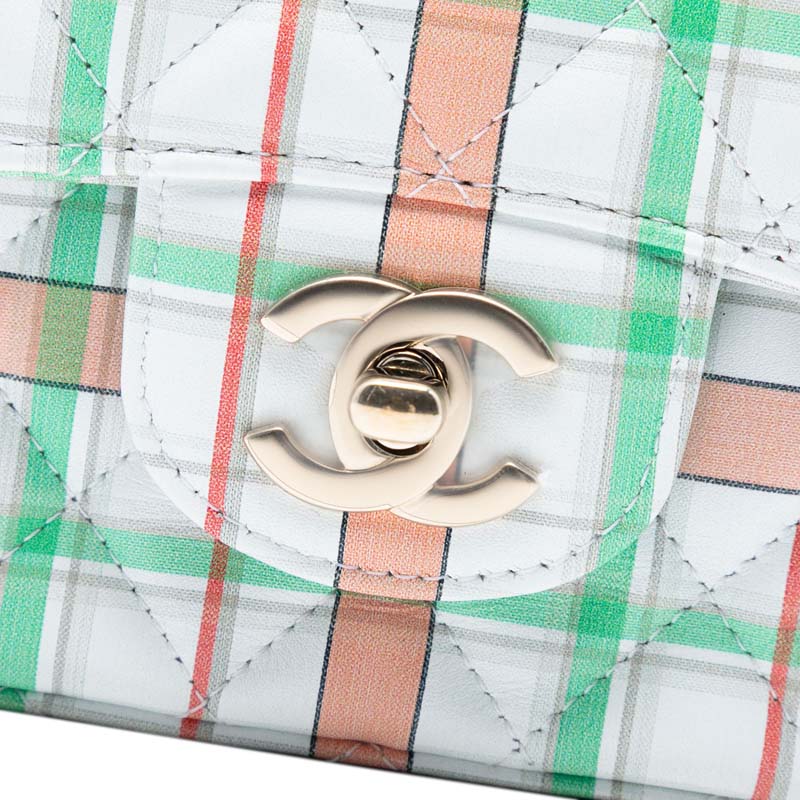 Mini Rectangular Classic Plaid Printed Calfskin Single Flap