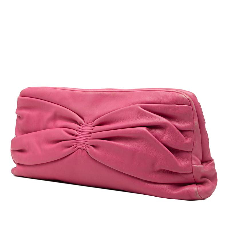 Pleated Nappa Frame Clutch