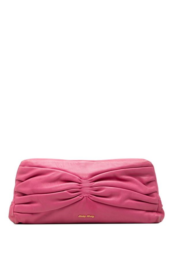 Pleated Nappa Frame Clutch