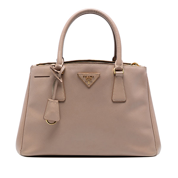 Small Saffiano Lux Galleria Double Zip Satchel