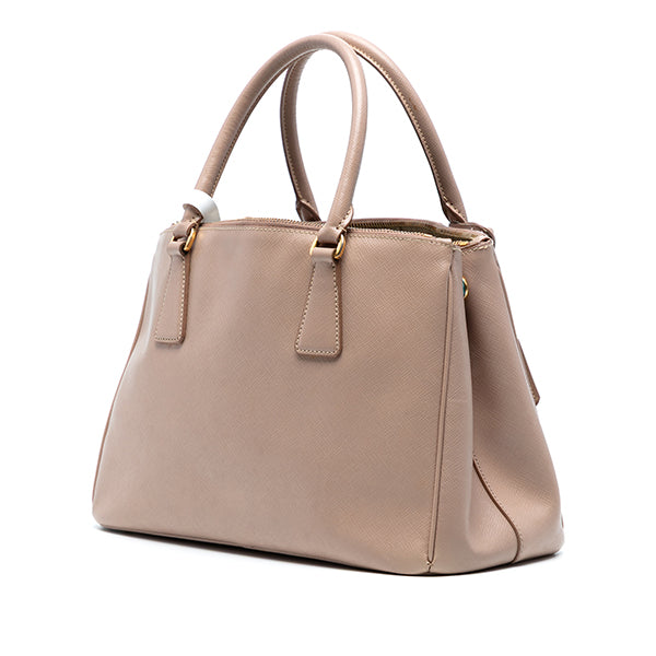 Small Saffiano Lux Galleria Double Zip Satchel