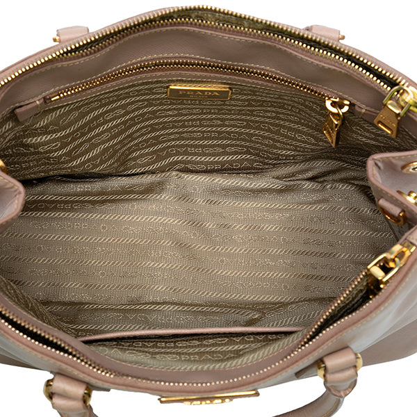 Small Saffiano Lux Galleria Double Zip Satchel