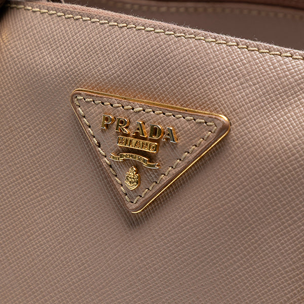 Small Saffiano Lux Galleria Double Zip Satchel