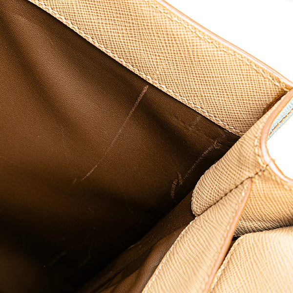 Bicolor Saffiano Envelope Pushlock Clutch