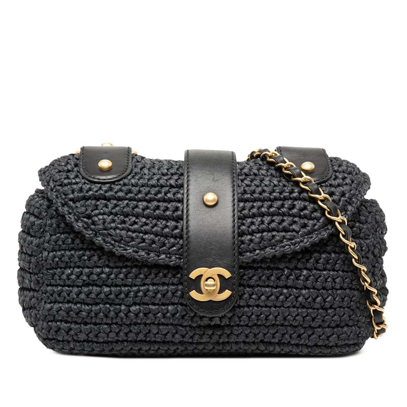 CC Raffia Flap Bag