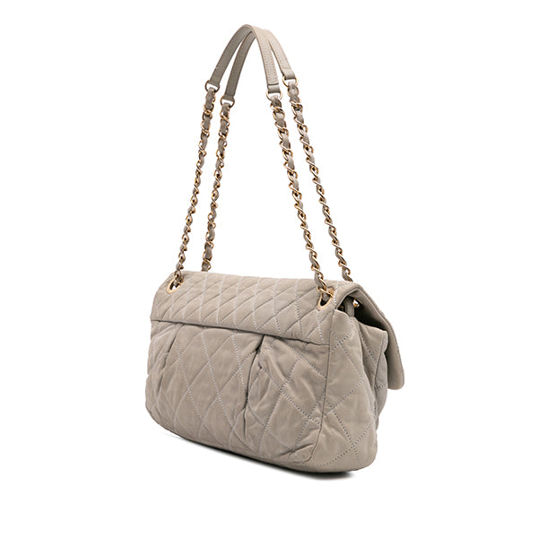 Large Quilted Iridescent Calfskin Coco Pleats Flap
