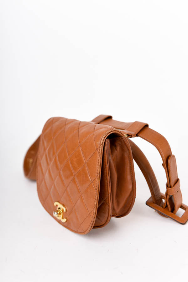 1990s Quilted Caviar Leather Belt Bag