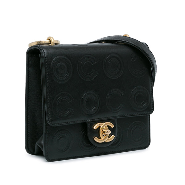 Mini Square Calfskin Coco Embossed Flap