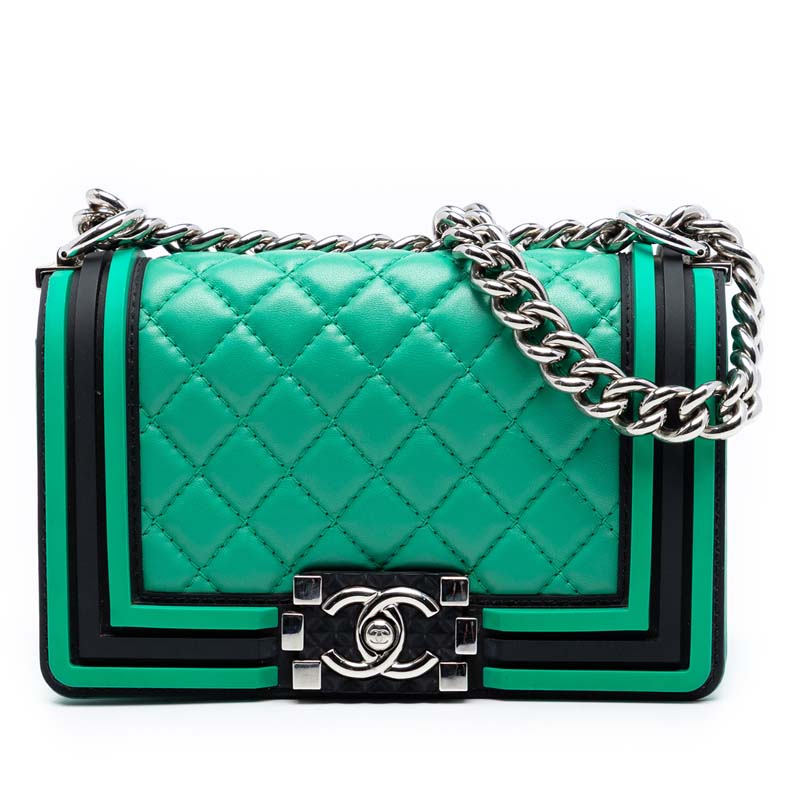 Quilted Lambskin and Rubber Boy Flap