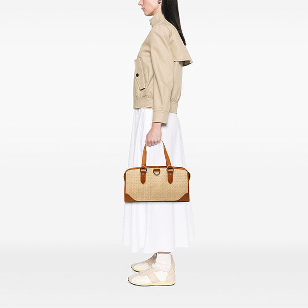 Straw and Leather Handbag