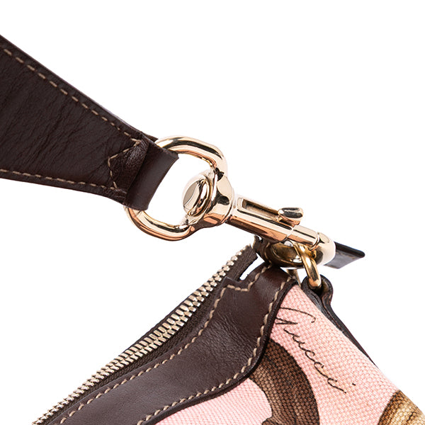 Canvas Bamboo Horsebit Print Hobo