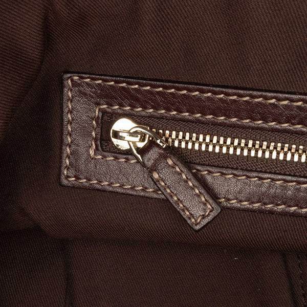 Canvas Bamboo Horsebit Print Hobo