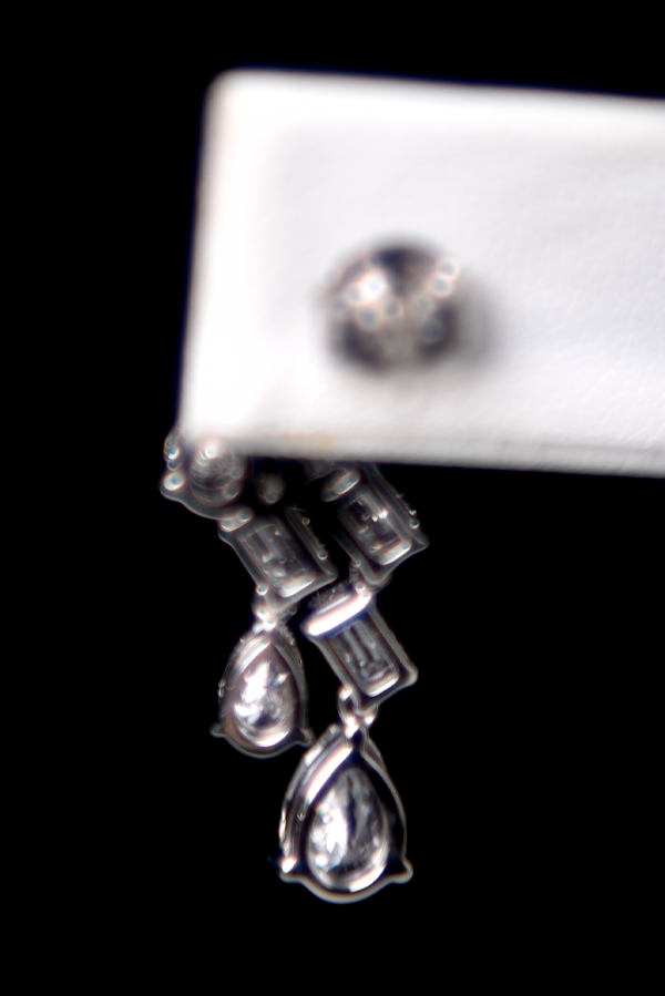 Pear and Emerald Diamond Drop Cluster Earrings (4.01 CTW )