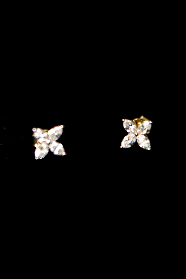 Clover Shaped Marquise Diamond Stud Earrings (0.83 CTW)