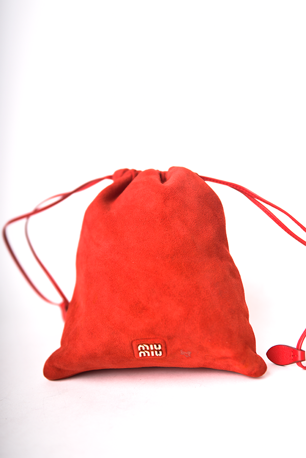 Suede Drawstring Camoscio Pochette Pouch