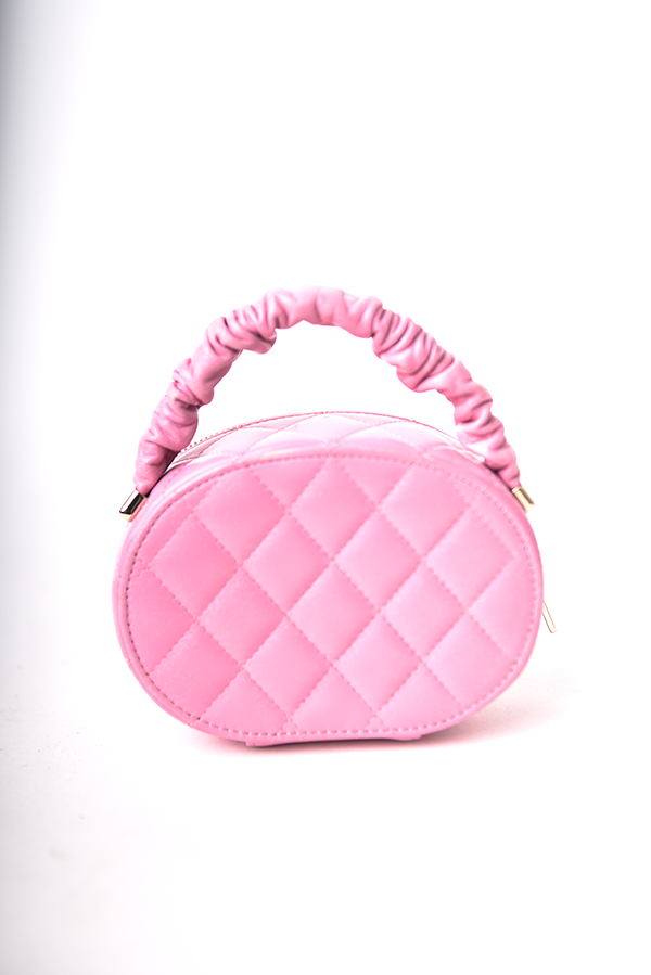 CC Ruched Oval Top Handle Quilted Lambskin Mini