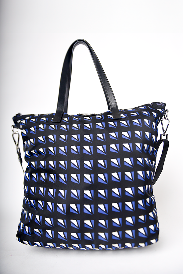 Tessuto Nylon Saffiano Diamond Print Tote Bleuette