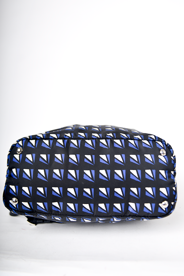 Tessuto Nylon Saffiano Diamond Print Tote Bleuette