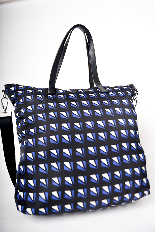 Tessuto Nylon Saffiano Diamond Print Tote Bleuette