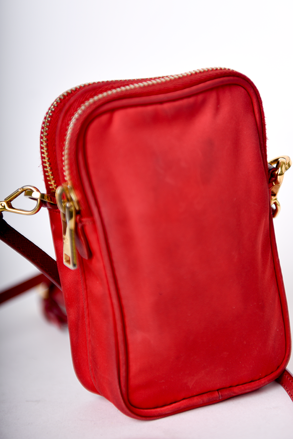 Tessuto Double Zip Phone Case Crossbody Bag