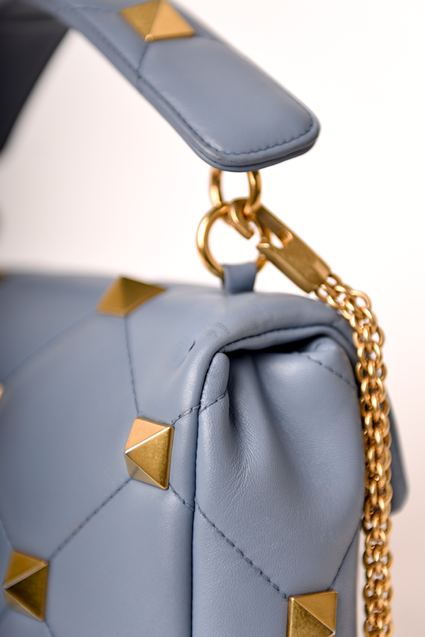 Roman Stud Foldover Top Shoulder Bag