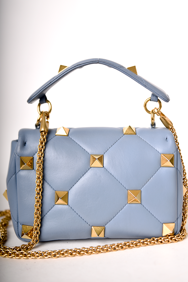 Roman Stud Foldover Top Shoulder Bag
