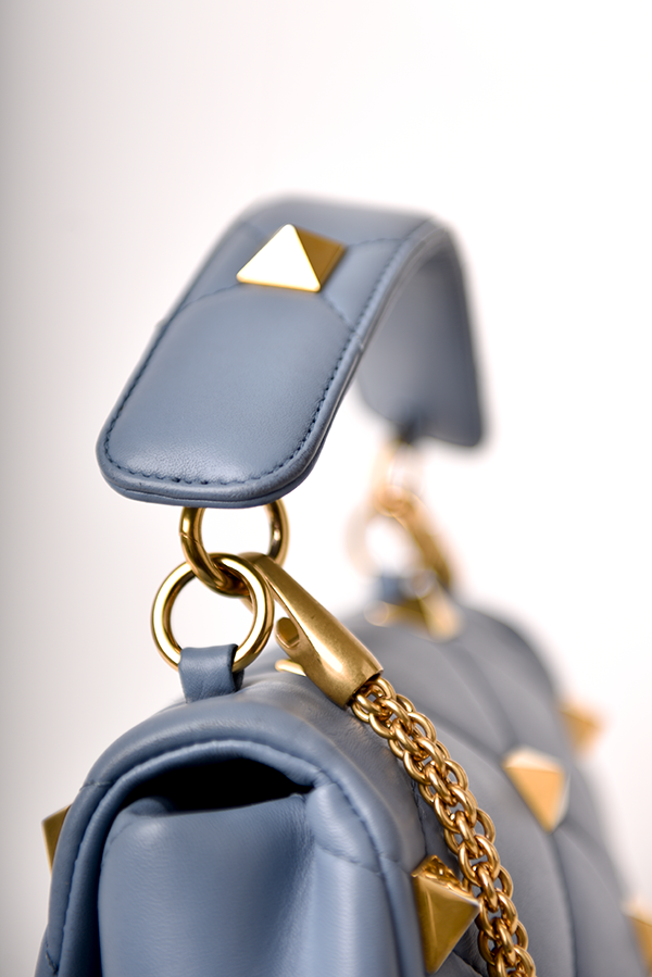 Roman Stud Foldover Top Shoulder Bag