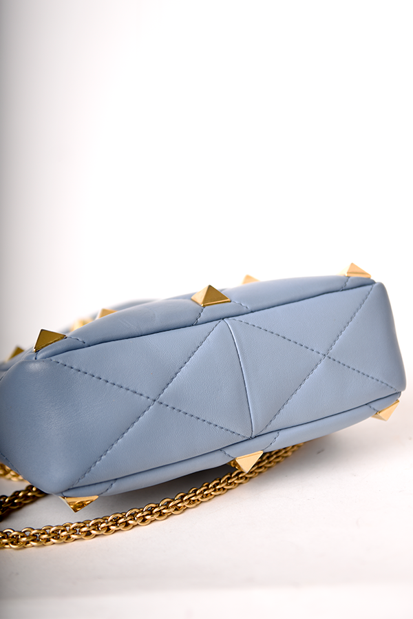 Roman Stud Foldover Top Shoulder Bag