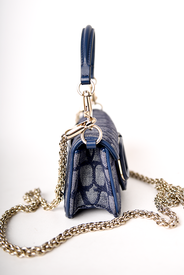 Blue Denim Iconographe Vlogo Small Loco Shoulder Bag
