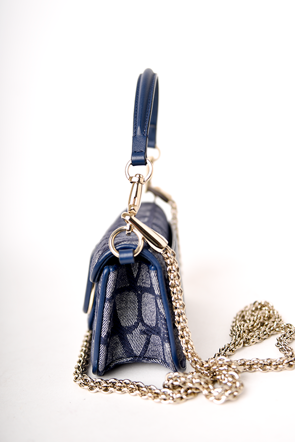 Blue Denim Iconographe Vlogo Small Loco Shoulder Bag