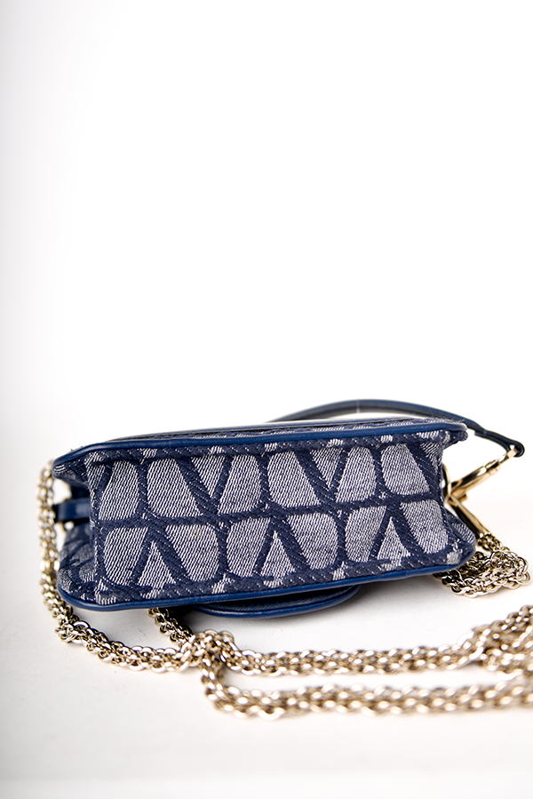 Blue Denim Iconographe Vlogo Small Loco Shoulder Bag