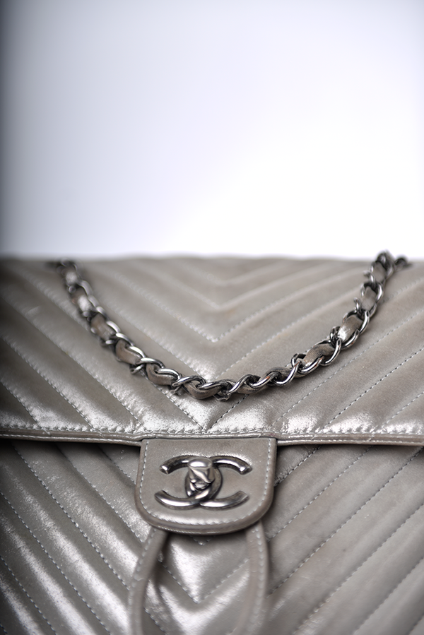 Iridescent Chevron Calfskin Backpack