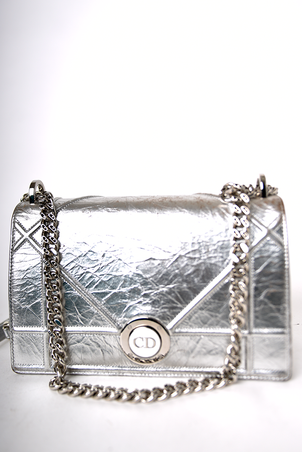 Diorama Clasp Flap Bag Crinkled Lambskin Small